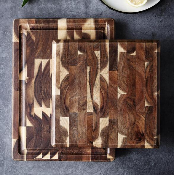 Extra Large End Grain Acacia Cutting Board, Juice Groove