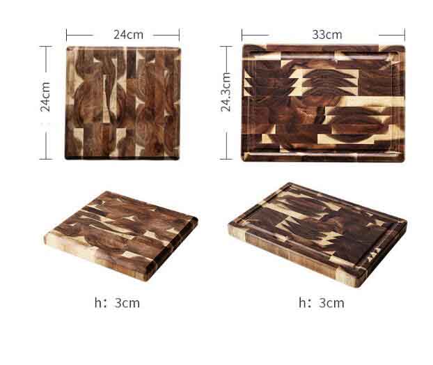 Extra Large End Grain Acacia Cutting Board, Juice Groove