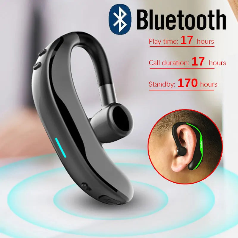 Single-Ear Bluetooth Headset with 17-Hour Talk Time