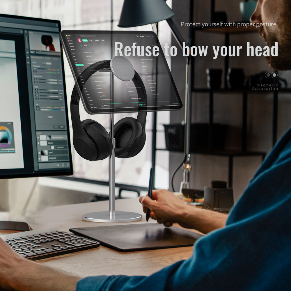 Adjustable Magnetic Tablet Stand for Eye-Level Desk Work