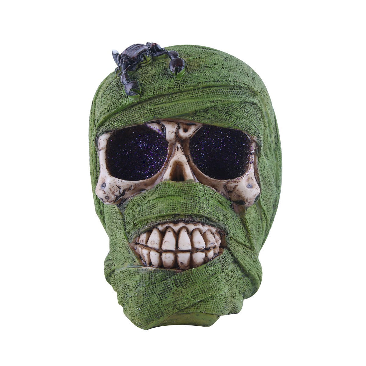 Wrapped Resin Skull Ornament for Dramatic Gothic Decor