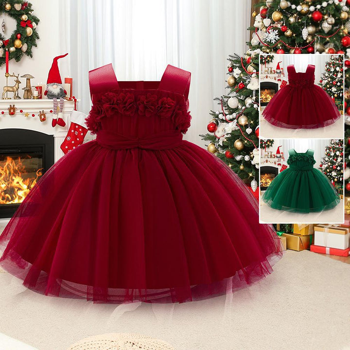Girls' Floral Tulle Dress for Fairy-Tale Occasions