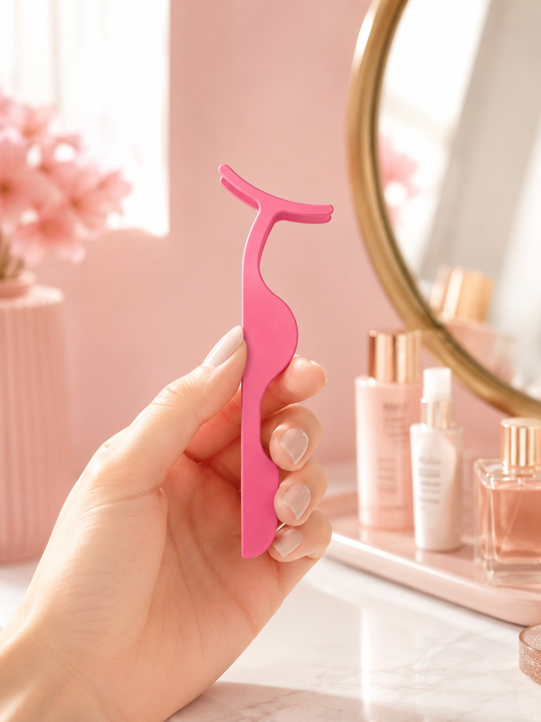 False Eyelash Applicator Tweezers — Pink & Black Set