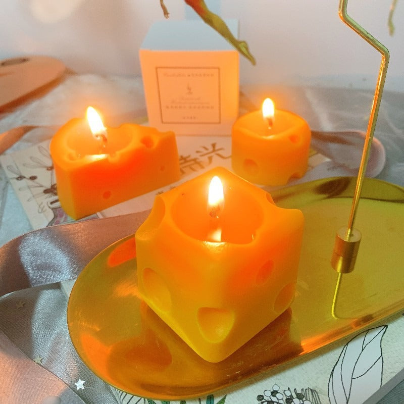 Cheese-Shaped Scented Candle for Warm Tabletop Glow