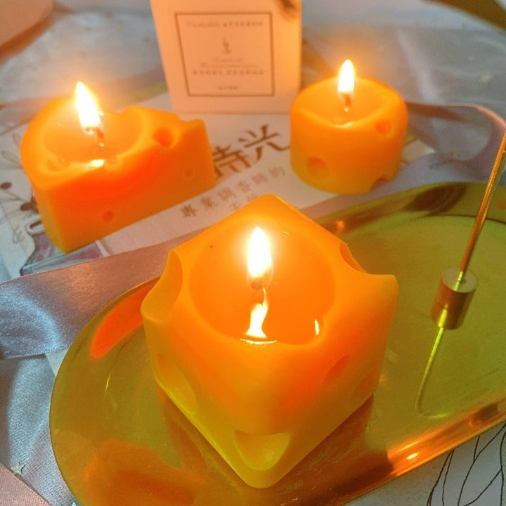 Cheese-Shaped Scented Candle for Warm Tabletop Glow