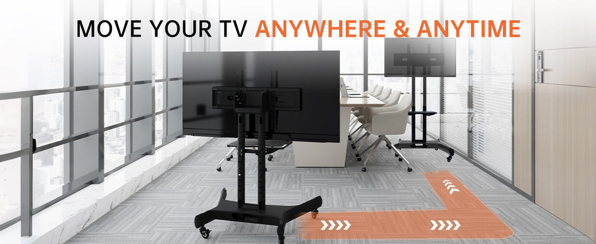 Mobile Rotating TV Stand for 32-80 Inch TVs with Shelf