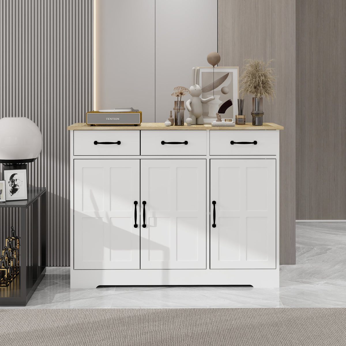 Farmhouse Buffet Sideboard with Drawers and Doors Storage