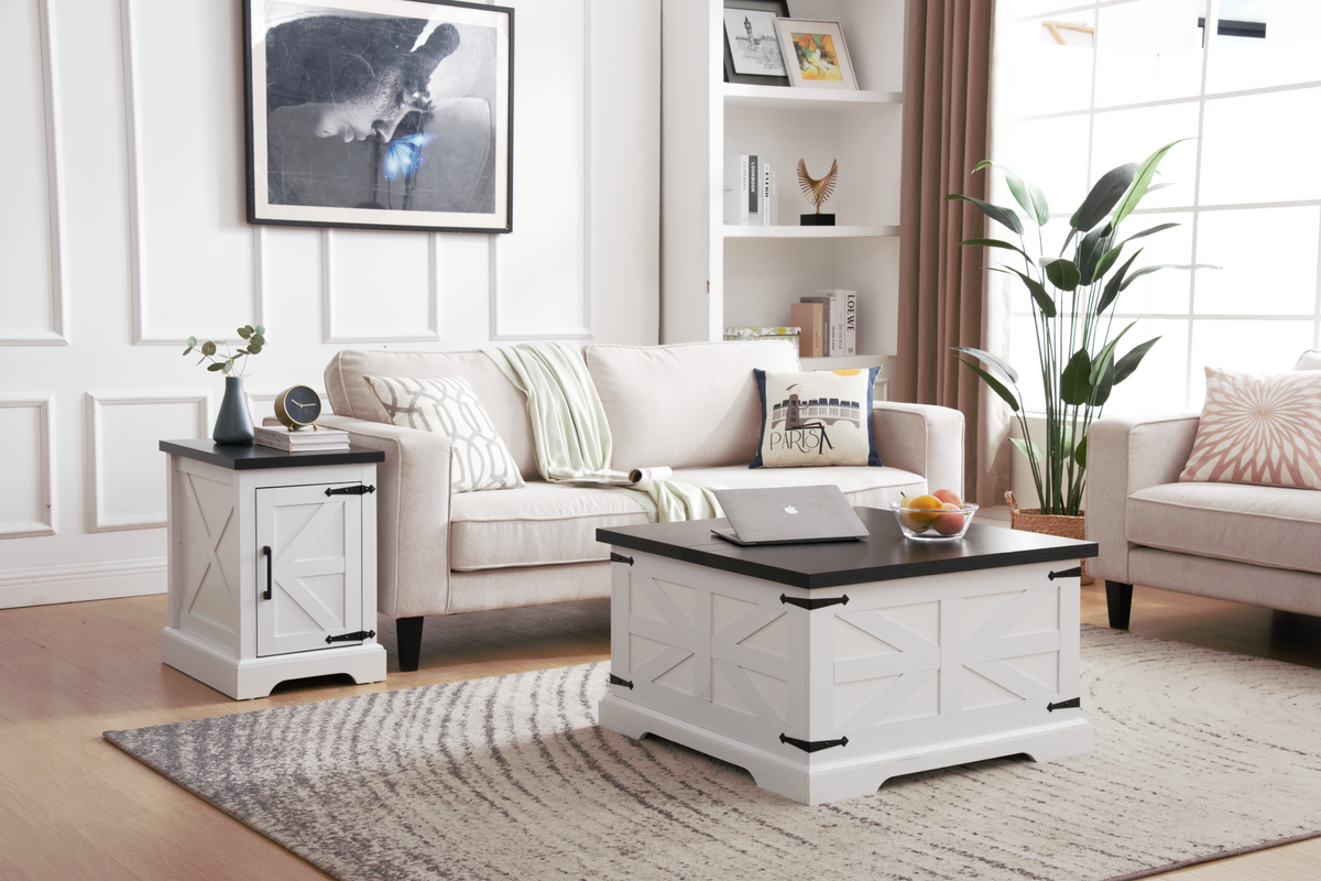 Farmhouse Coffee Table with Hidden Lift-Top Storage