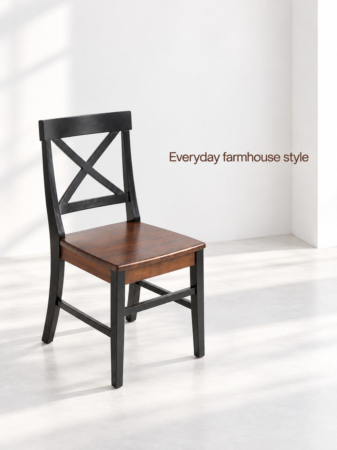 Farmhouse Dining Chairs Set of 2, Solid Acacia Wood