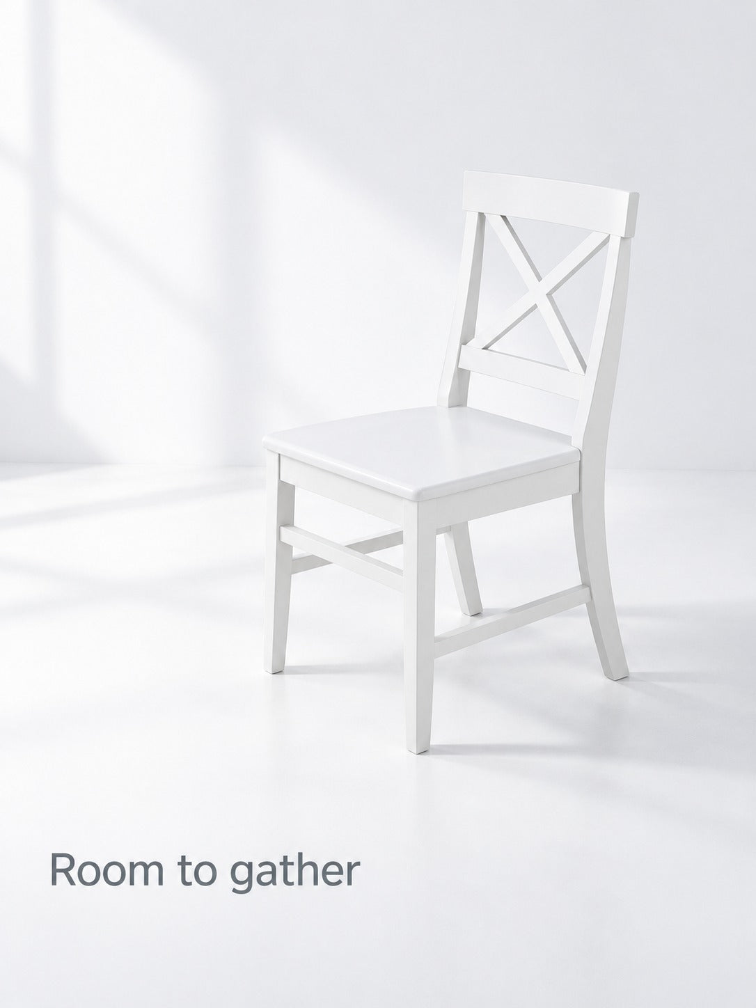 Farmhouse Dining Chairs, White Acacia Wood, Set of 2