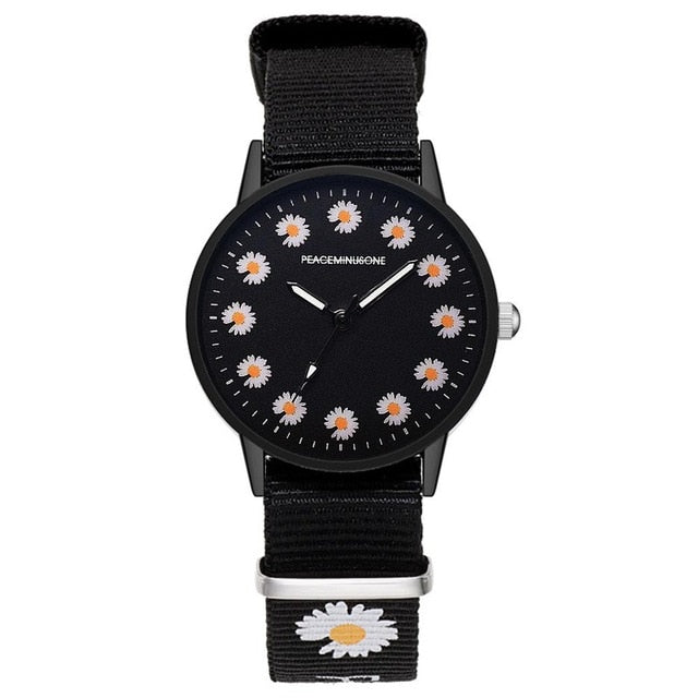 Daisy Print Women's Watch with Matching Braided Bracelet