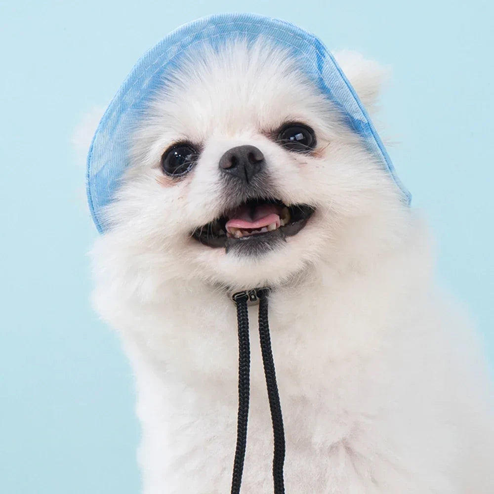 Small Dog Sun Hat With Ear Holes & Adjustable Chin Cord