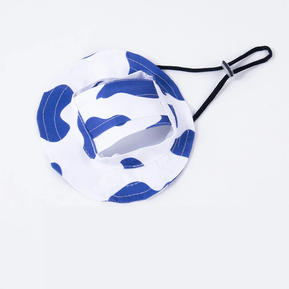 Small Dog Sun Hat With Ear Holes & Adjustable Chin Cord