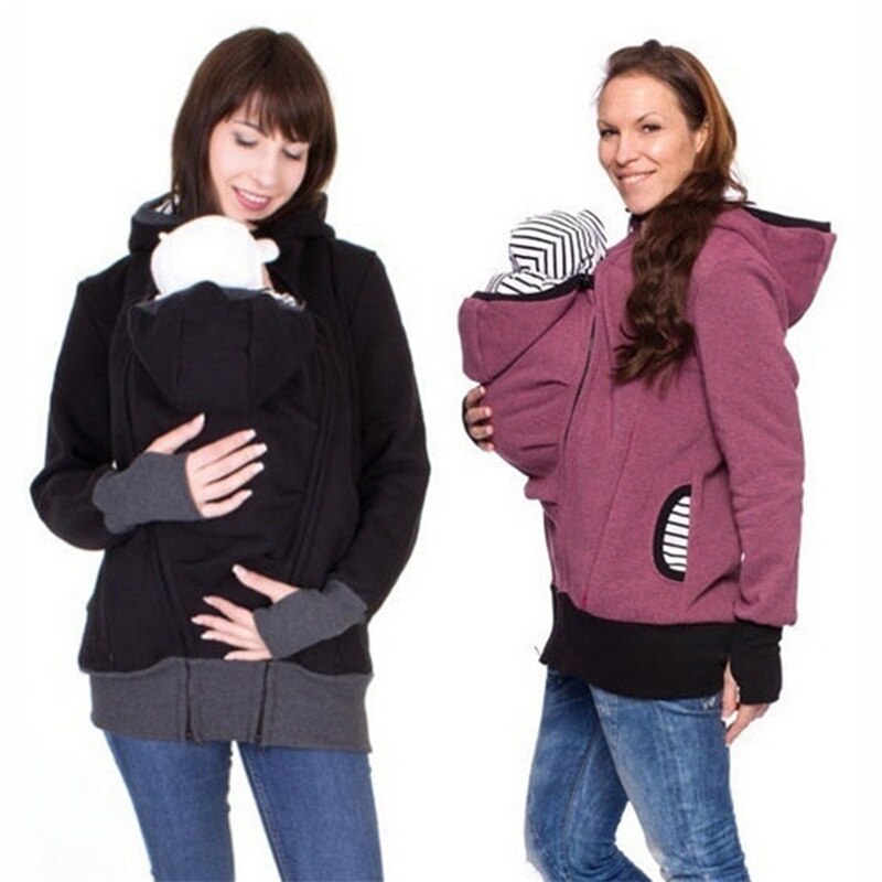 Maternity Babywearing Hoodie for Warm Hands-Free Carrying