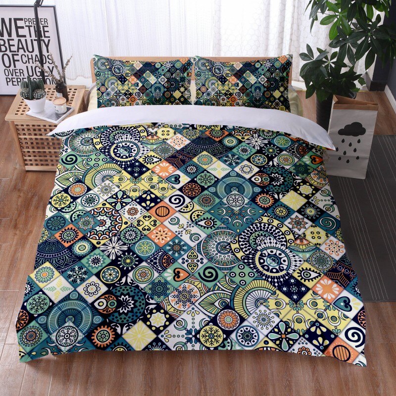 Mandala Duvet Cover Boho Bedding Set, Full Size