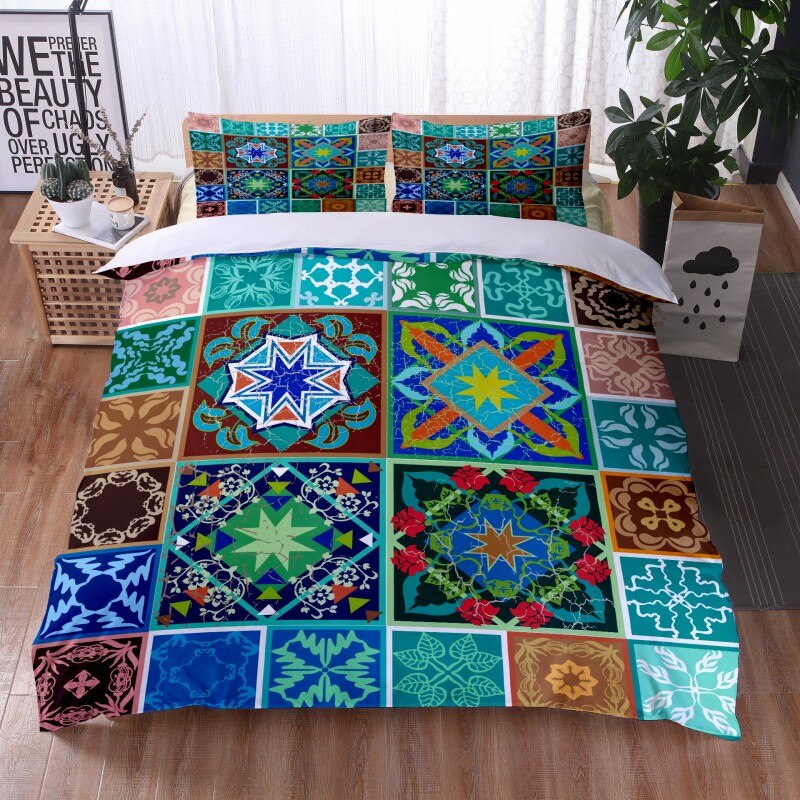 Mandala Duvet Cover Boho Bedding Set, Full Size