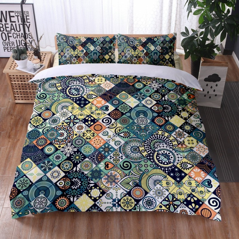 Mandala Duvet Cover Boho Bedding Set, Full Size