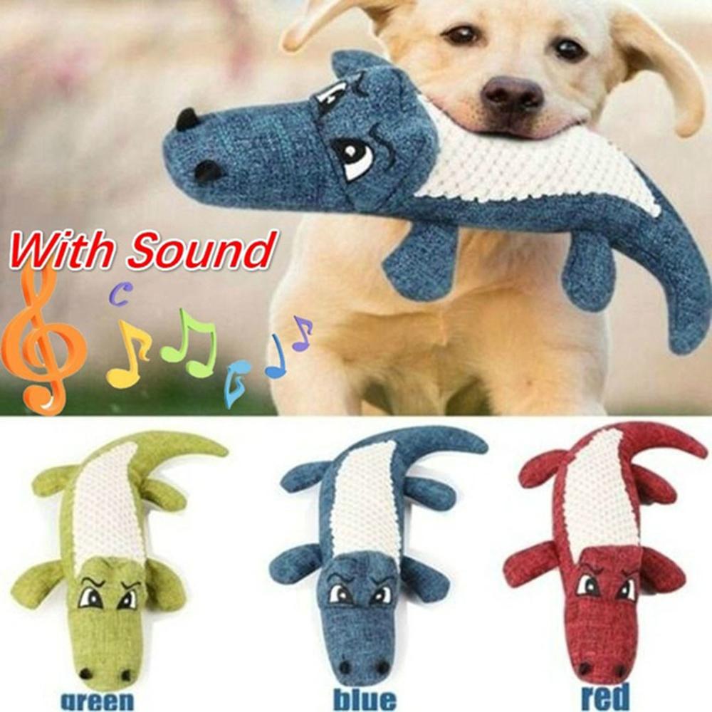 Squeaky Crocodile Plush Dog Toy for Play & Chewing