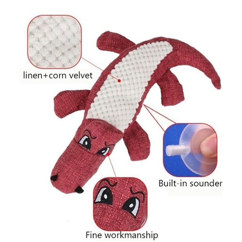 Squeaky Crocodile Plush Dog Toy for Play & Chewing