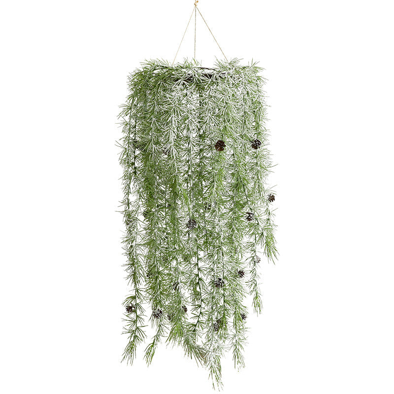Hanging Faux Greenery Basket for Festive Christmas Decor