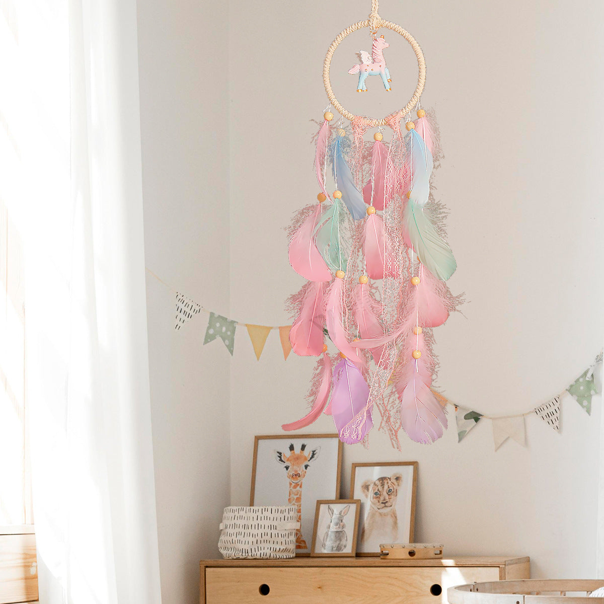 Feather Dream Catcher Wall Hanging for Girls’ Rooms