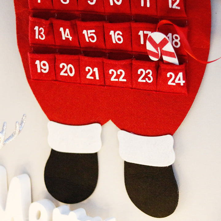 Felt Christmas Countdown Calendar With 24 Santa Pockets