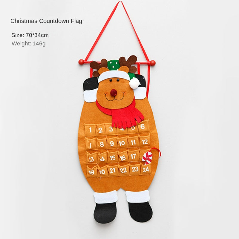Felt Christmas Countdown Calendar With 24 Santa Pockets