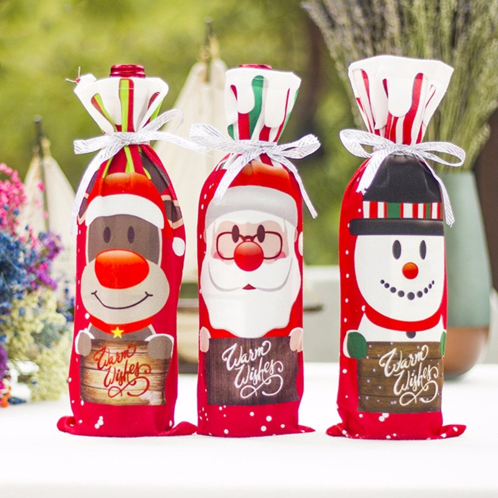 Christmas Wine Bottle Cover for Festive Gift Decor