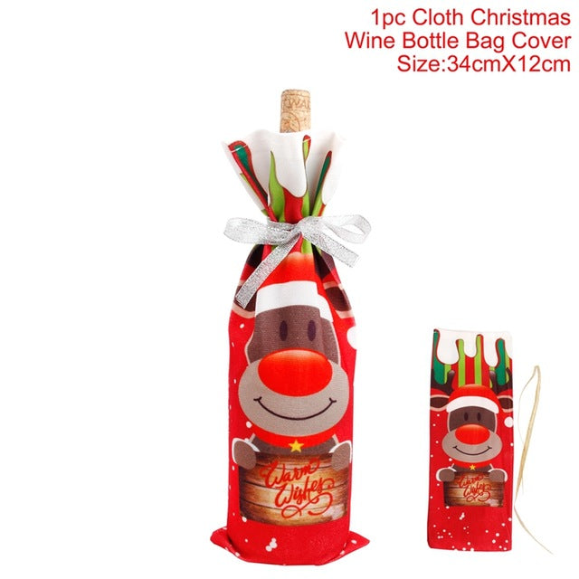 Christmas Wine Bottle Cover for Festive Gift Decor