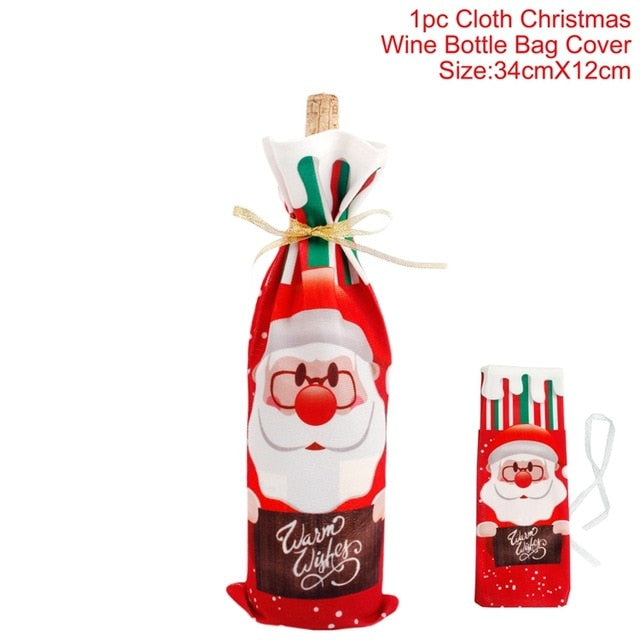 Christmas Wine Bottle Cover for Festive Gift Decor