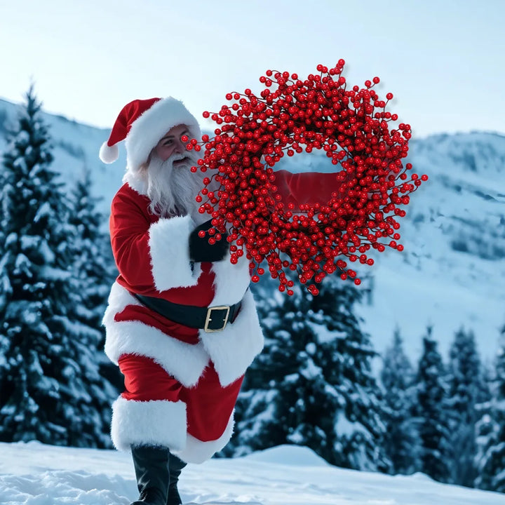 Red Berry Wreath, 45cm Festive Holiday Door Decor