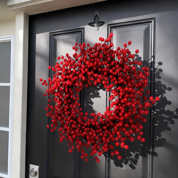 Red Berry Wreath, 45cm Festive Holiday Door Decor