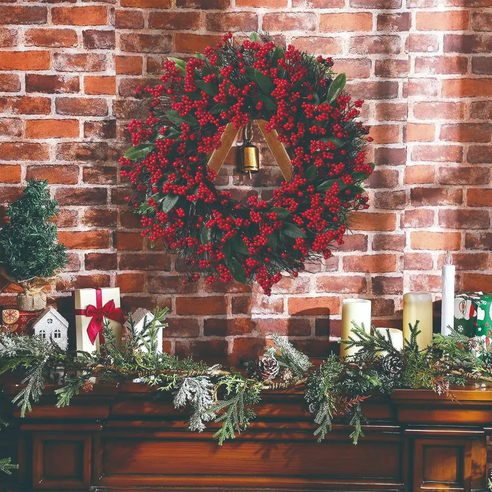 Red Berry Wreath, 45cm Festive Holiday Door Decor
