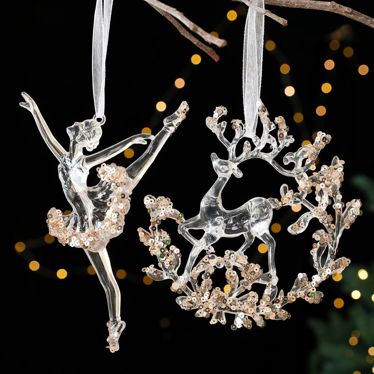 Sequin Acrylic Christmas Ornaments for Elegant Trees