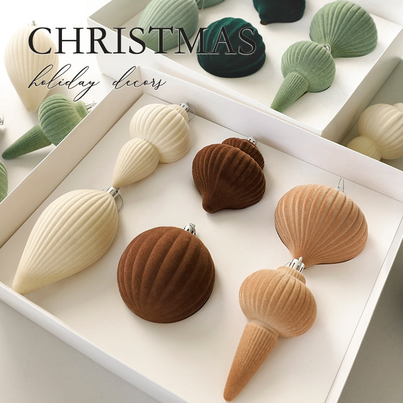 Flocked Christmas Tree Ornaments for Warm Cozy Elegance
