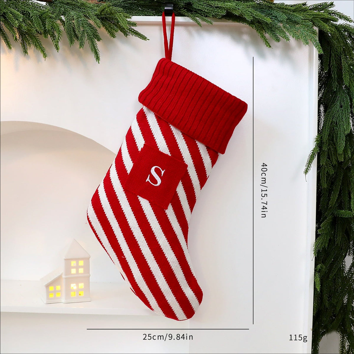 Christmas Stockings with Large Letters, Red & White