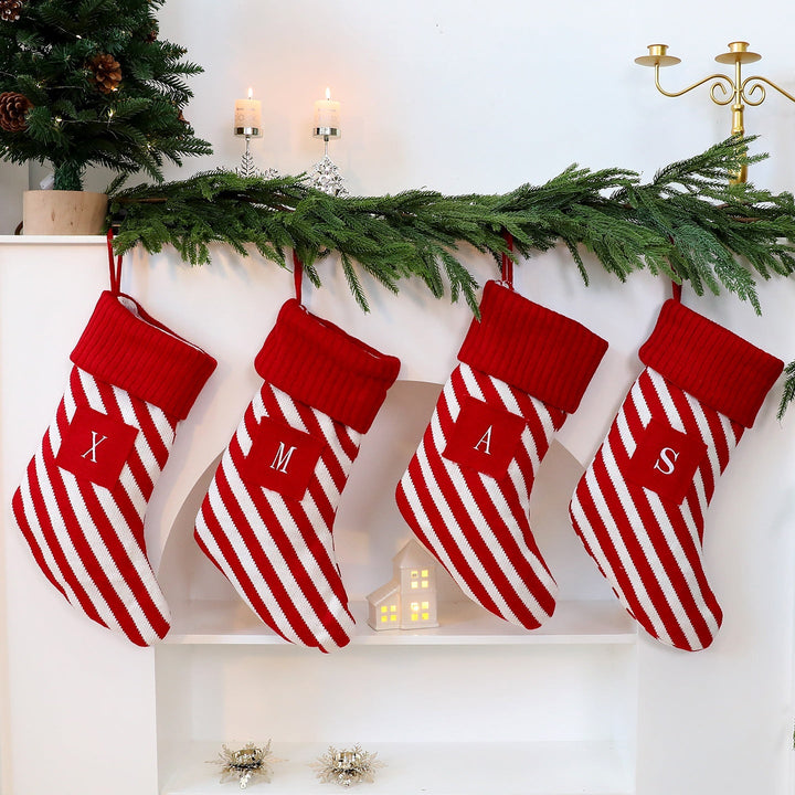 Christmas Stockings with Large Letters, Red & White