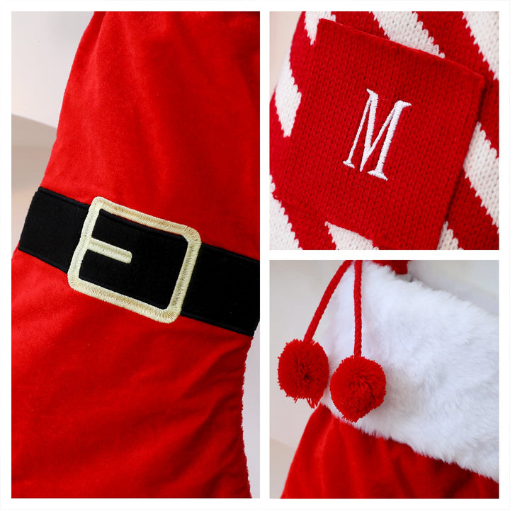 Christmas Stockings with Large Letters, Red & White