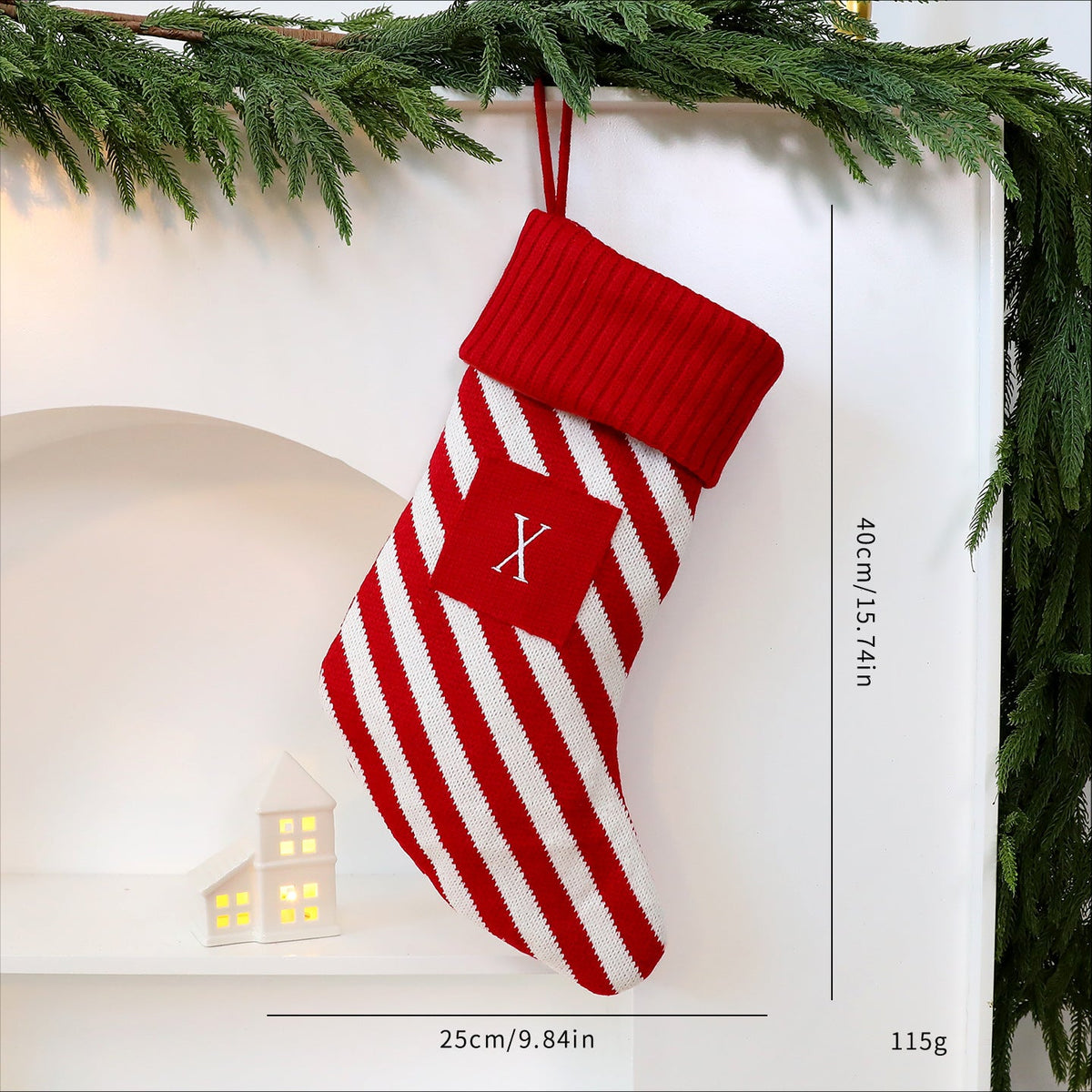 Christmas Stockings with Large Letters, Red & White
