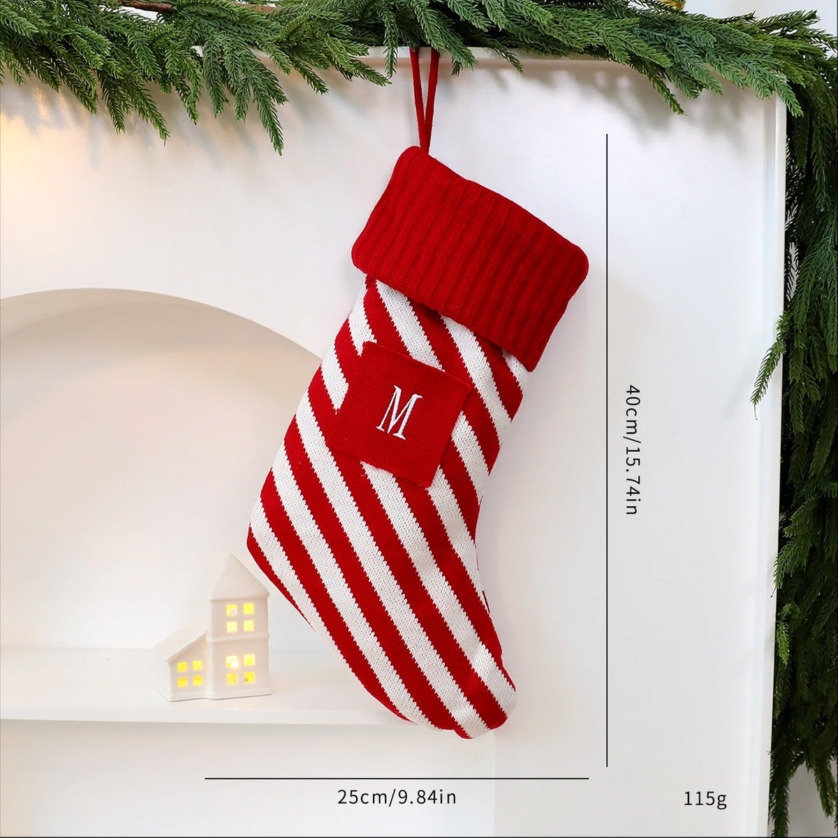 Christmas Stockings with Large Letters, Red & White