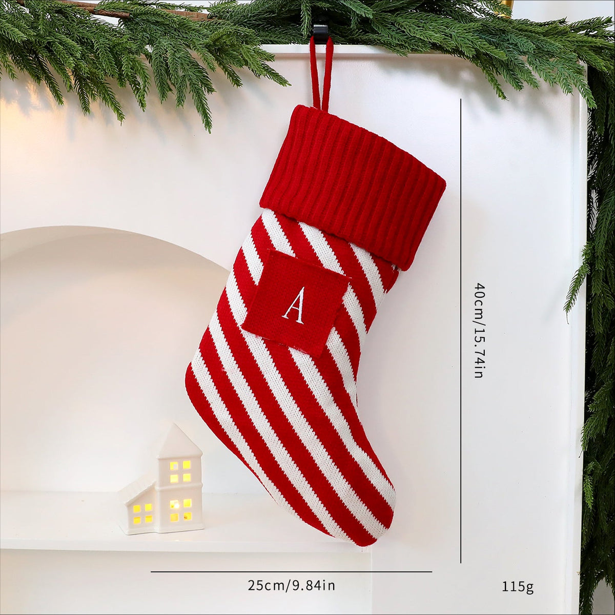 Christmas Stockings with Large Letters, Red & White
