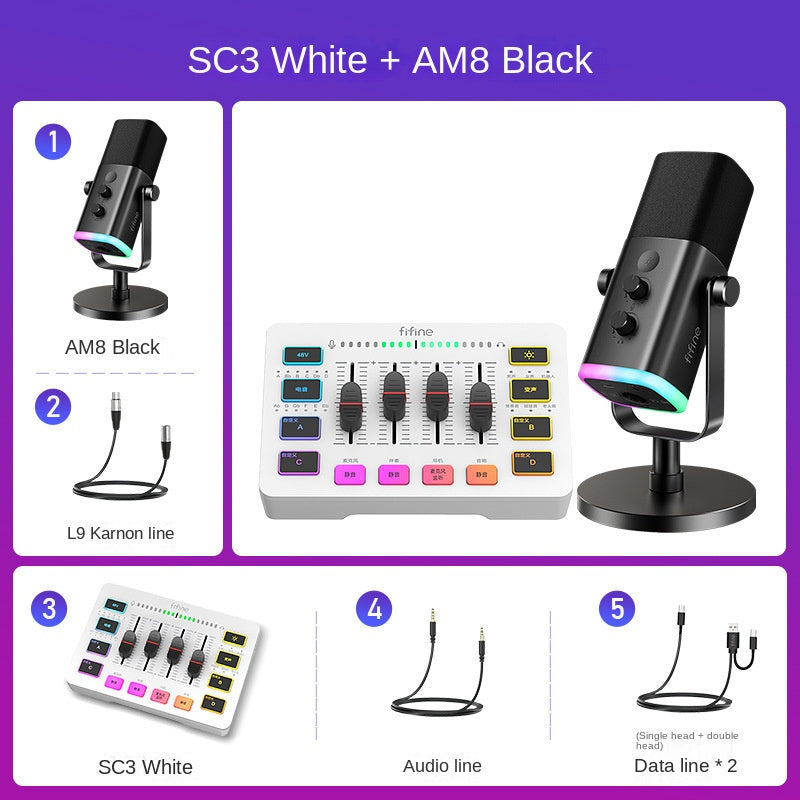 USB Streaming Mic Kit with Mixer and Voice Effects