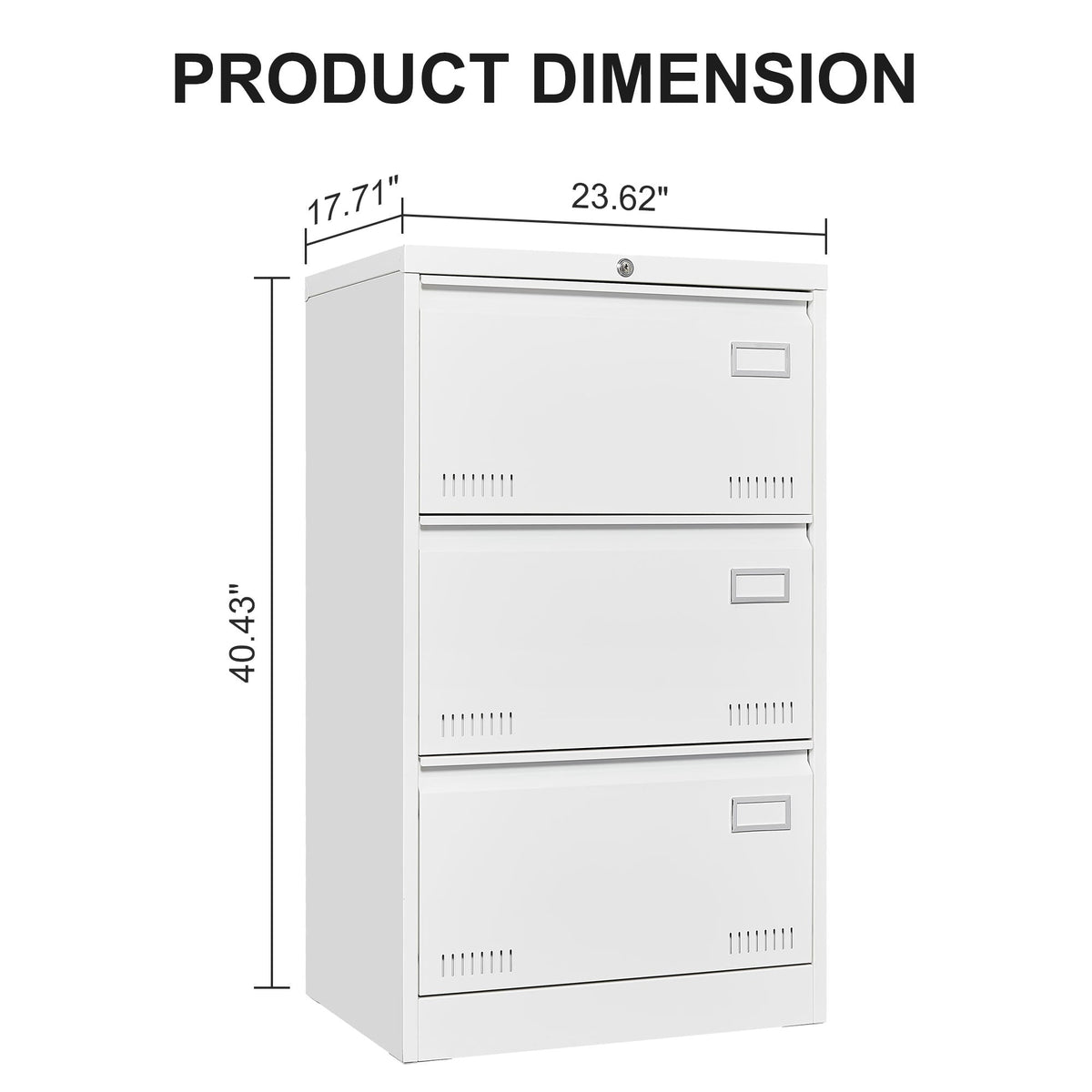 Lockable 3 Drawer Lateral File Cabinet for Home Office