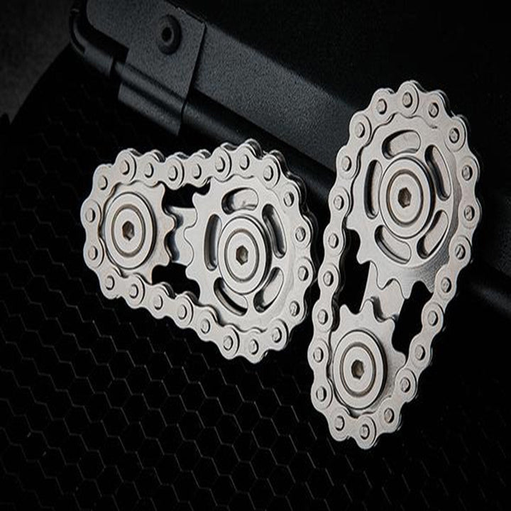 Metal Gyro Fidget Spinner with Mechanical Chain Detail