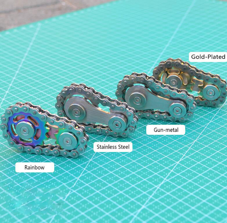 Metal Gyro Fidget Spinner with Mechanical Chain Detail