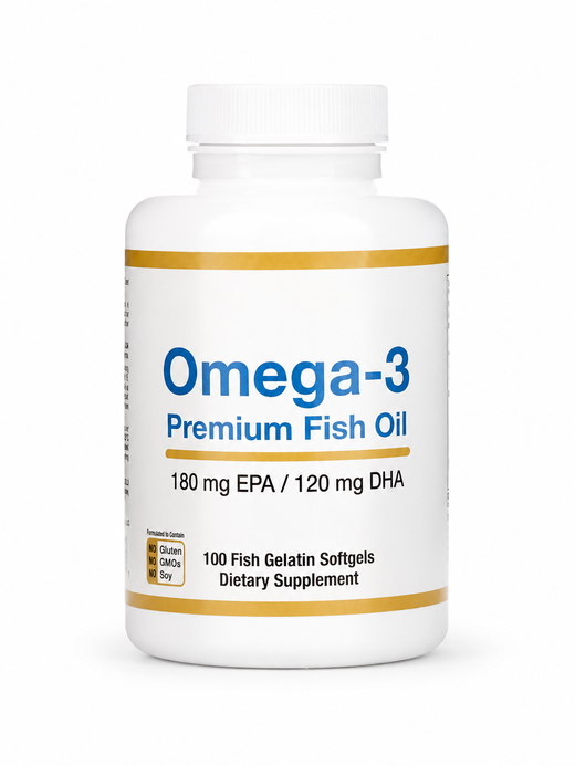 Fish Oil Softgels — 180mg EPA / 120mg DHA for Heart & Brain