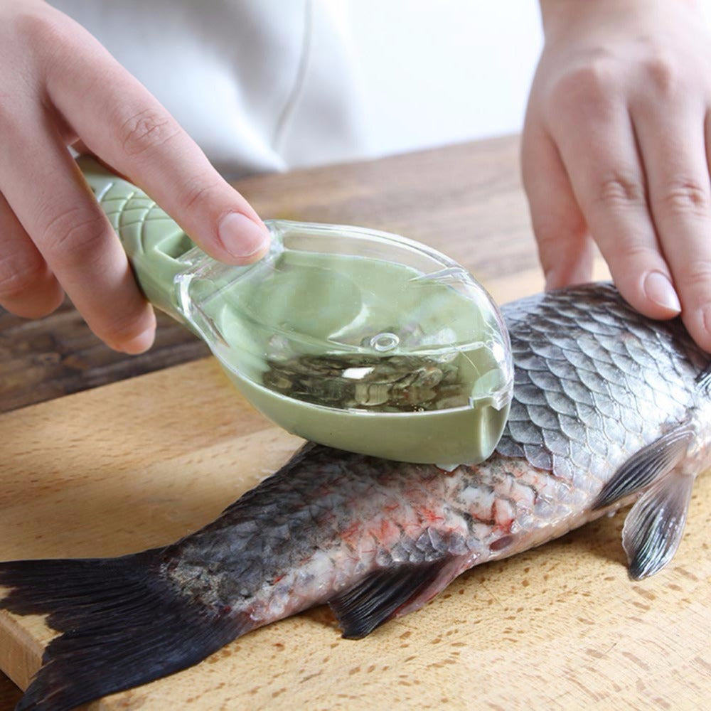 Fish Scale Remover Brush with Catch Lid for Kitchen
