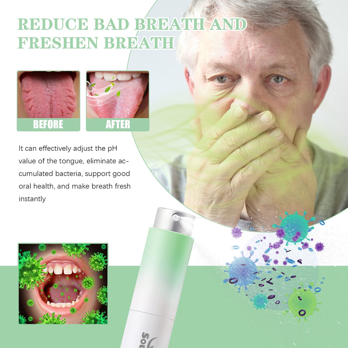 Fissured Tongue Relief Spray for Daily Fresh Breath
