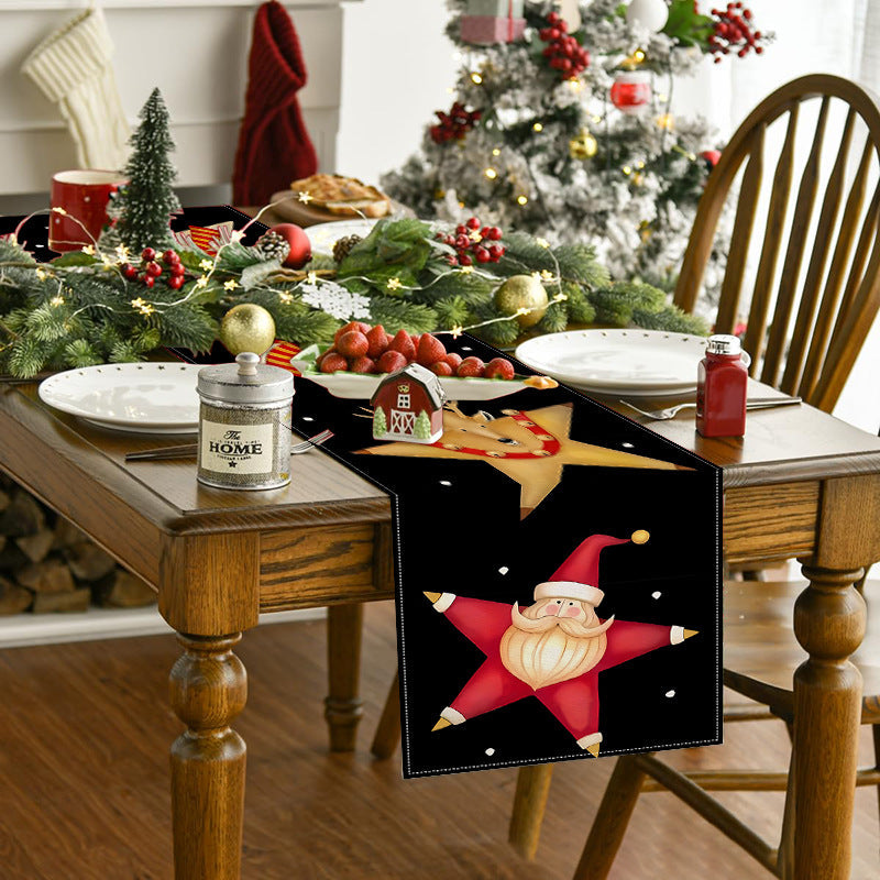 Christmas Table Runner with Santa & Reindeer Print
