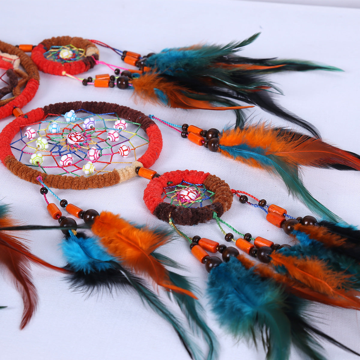 Five-Ring Dream Catcher Wall Decor for Boho Texture